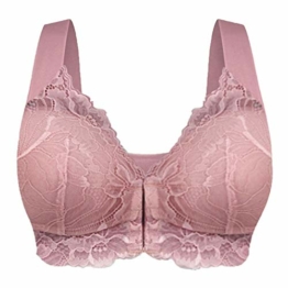 BH Push Up Damen Spitzen BH ohne Bügel Schlaf BH gepolstert V-Ausschnitt Bustier herausnehmbar Polster Lace Bralette Soft Bequemer Büstenhalter V-Ausschinitt breite Träger Lace Bra - 1