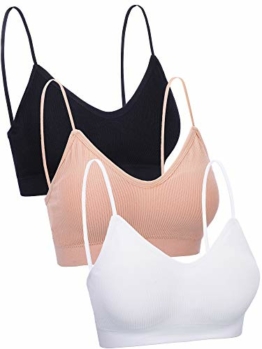 Boao 3 Stück V Ausschnitt Tube Top BH Nahtlos Gepolstert Camisole Bandeau Sport-BH Schlaf-BH mit elastischen Trägern - mehrfarbig - M-XL - 1