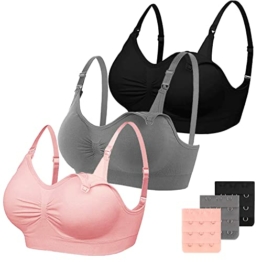 BTONGE 3Pcs Damen Still BH Nahtlos Schwangerschafts BH Ohne Bügel Umstands BH Komfort mit zusätzlichen BH-Verlängerungen für Schwangere Stillen Schlaf - 1