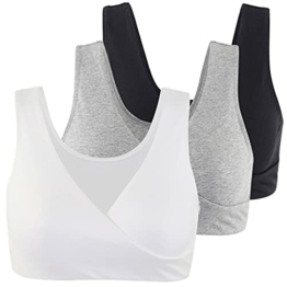 COLOMI Mutterschaft Still-BHS Nahtloser Still-BH zum Schlafen ohne Bügel für Damen (Black+Grey+White/3Pack, L) - 1