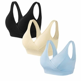 HBselect 3Pcs Schwamgerschafts Still Schlaf BH mit Spitze Ohne Bügel Nathloser Still-BH Büstier mit Spitz für die Nacht Stillen und Schlafen - 1