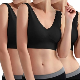 Libella 3er Damen Sport BH Bügelloser Bustier Wohlfühl-BH Komfort-BH Schlaf-BH Freizeit- und Sport BH Seamless Sporttop Schwarz 3747 S/M - 1