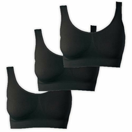 UnsichtBra Bustier Damen BH ohne Buegel | 3er Set Wohlfühl Bustiers Tops | Bügelloser Soft Bra | Schlaf Still Sport Büstier 3 x Schwarz (wellbra_SSS)(M) - 1