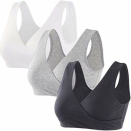 ZUMIY Maternity Nursing Bras, Nahtloser Still BH ohne Bügel Schwangerschafts-BH und Stillzeit Unterwäsche Stillen und Schlaf Ohne Bügel für Damen (M, Black+Grey+White/3pack) - 1